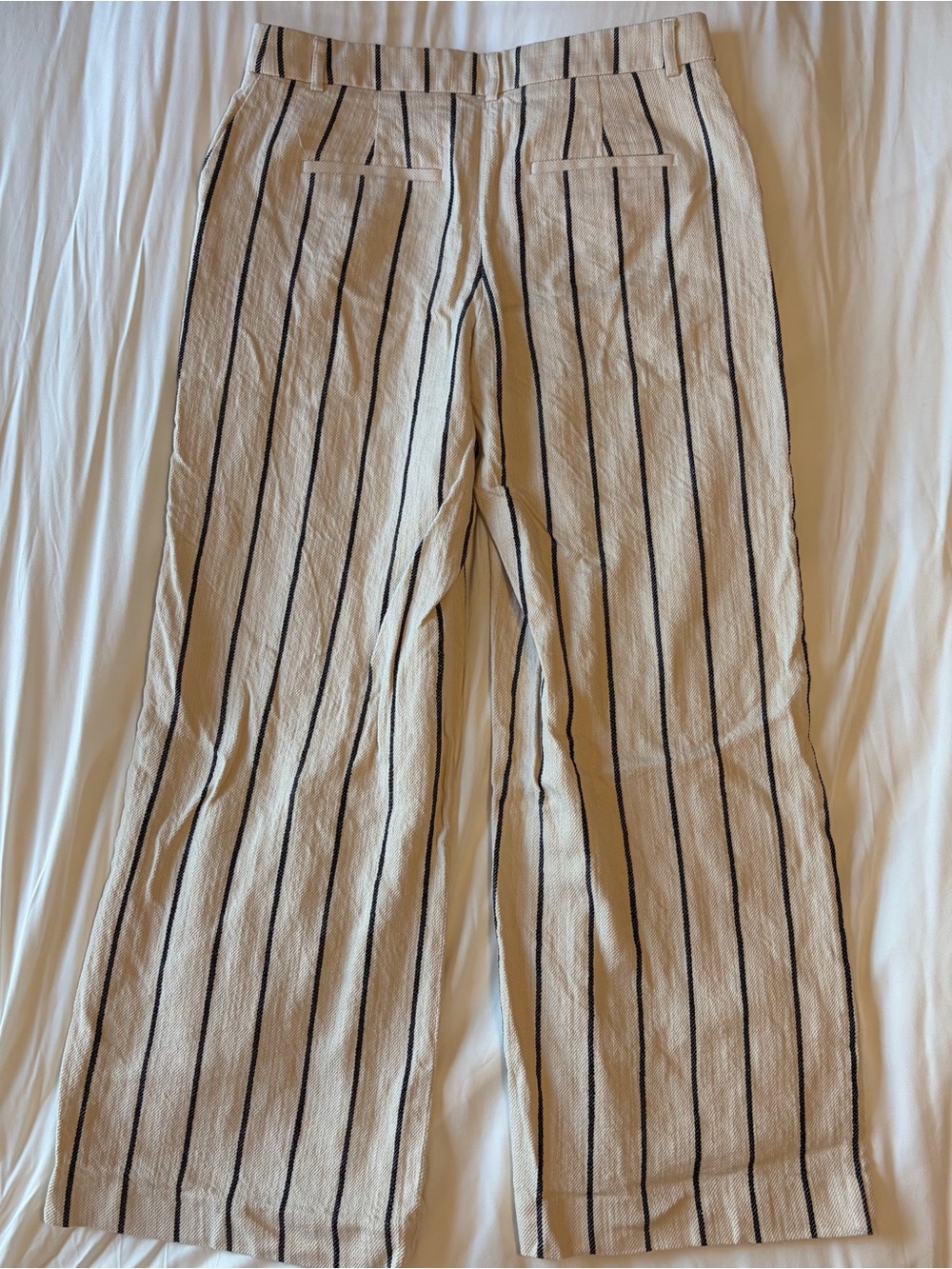 Express Cream Vertical-Striped Wide-Leg Chinos